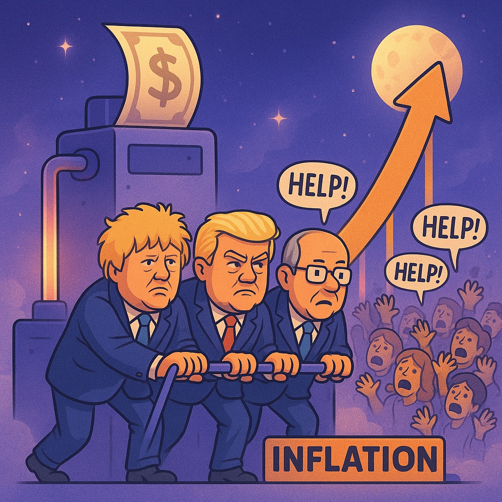Illustration of money printing and inflation dynamics